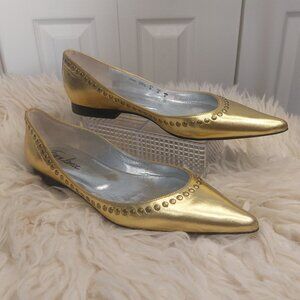 Free Lance Paris Gold Leather Flats